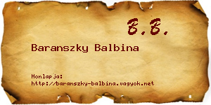 Baranszky Balbina névjegykártya